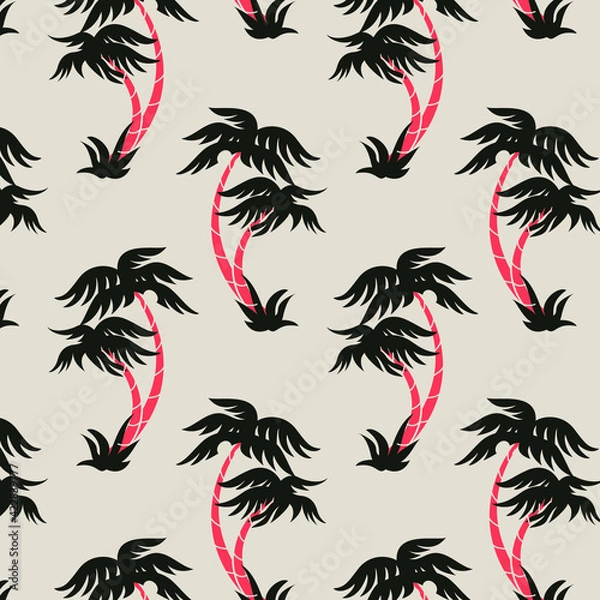 Obraz Beach vector seamless pattern. Tropical leaves. Jungle foliage illustration. Exotic plants. Summer beach floral design. 