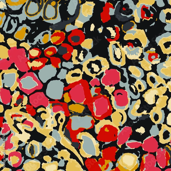 Obraz Abstract animal skin leopard seamless pattern design. Jaguar, leopard, cheetah, panther fur. Seamless camouflage background 