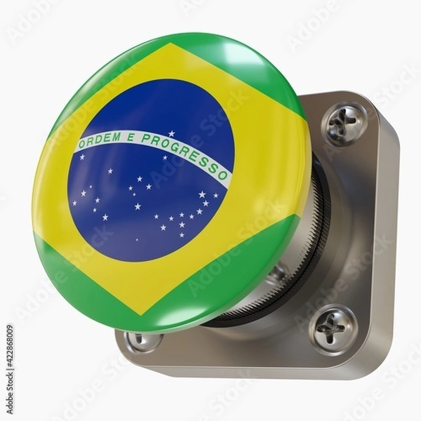 Obraz Big Button with the Brazilian Flag