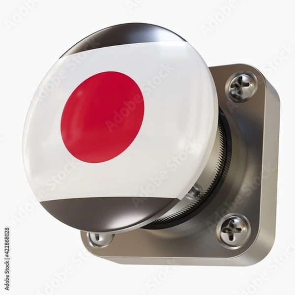 Obraz Big Silver Button with the Japanese Flag