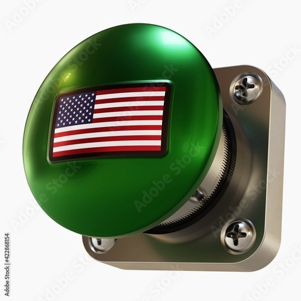 Obraz Big Green Button with the US Flag