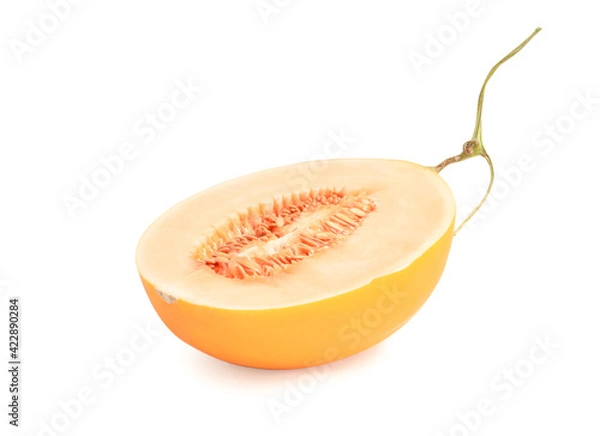 Obraz yellow cantaloupe melon isolated on white background.