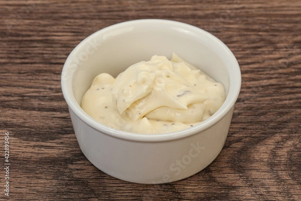 Fototapeta Caesar cream sauce with parmesan and herbs