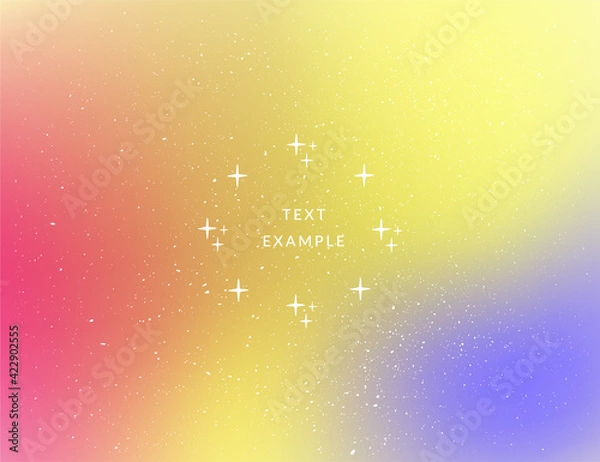 Obraz Bright retro background in modern style with blurred effect, smooth gradient and shining noisy texture. Sparkles and stars frame with place for text. Vector illustration.