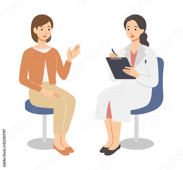 Obraz 若い女性を診察する女性医師