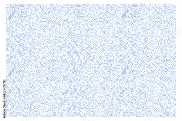 Fototapeta Seamless pattern of blue swirling waves. Design for backdrops with sea, rivers or water texture. Repeating texture. Figure for textiles. Surface design.