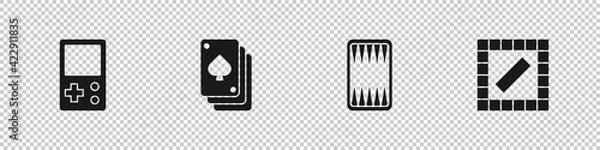 Fototapeta Set Tetris, Playing cards, Backgammon board and Board game icon. Vector