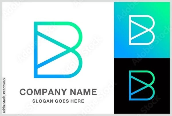 Obraz Geometric Square Letter B Business Company Vector Logo Design