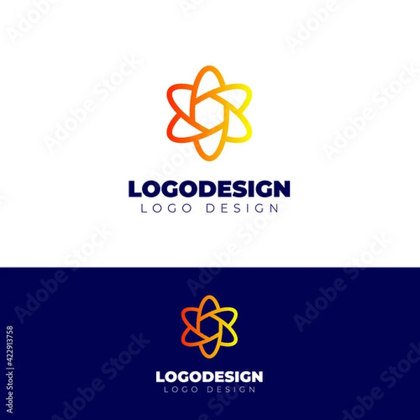 Fototapeta quantum floral logo design creative logotype vector template