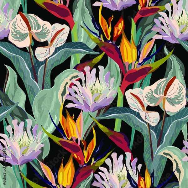 Obraz Floral seamless pattern. Tropical flowers.