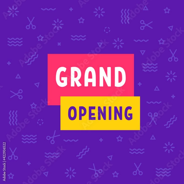 Fototapeta colored grand opening banner with elements