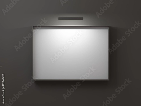 Fototapeta Horizontal empty frame on black wall