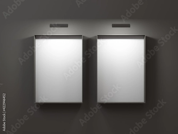 Fototapeta Double empty frame on black wall