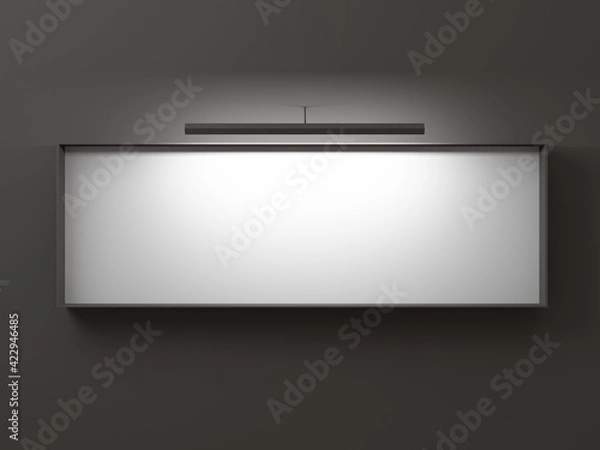 Fototapeta Panoramic empty frame on black wall