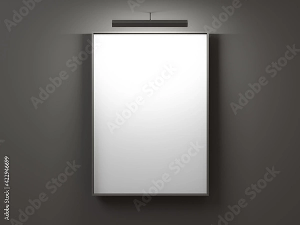 Fototapeta Vertical empty frame on black wall