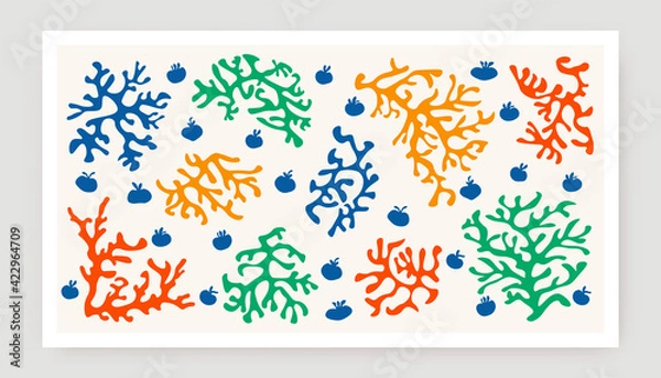 Fototapeta Abstract Matisse organic shapes. Coral shape homage to Matisse