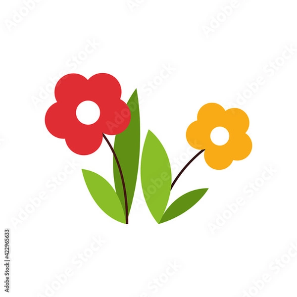 Fototapeta Flowers. Children s pattern on a white background. Vector illustration