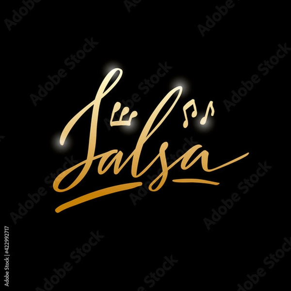 Fototapeta Vector illustration of salsa isolated word for banner, poster, business card, dancing club advertisement, signage design. Creative handwritten text for the internet or print
