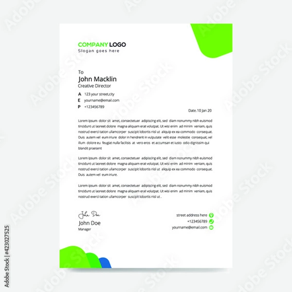 Fototapeta Simple Latter Head Design Template. Vector
