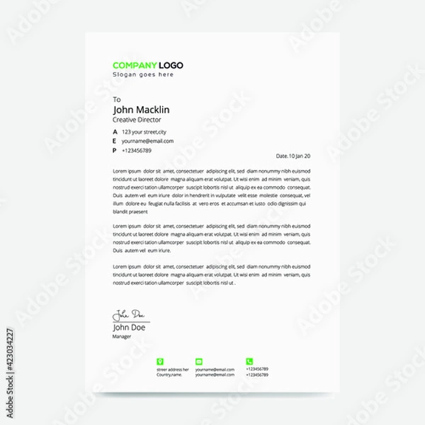 Obraz Latter Head Design Template. Vector 