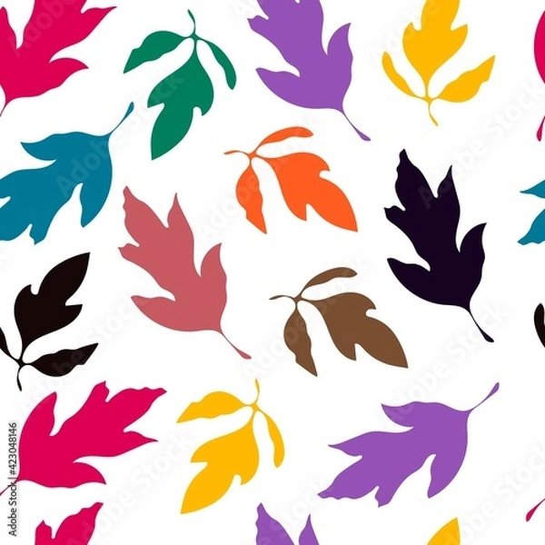 Fototapeta Seamless pattern multicolored leaves