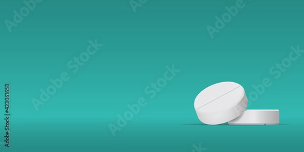 Fototapeta Pills. Medicine tablets isolated on background, different round and oblong drugs collection vector illustration.