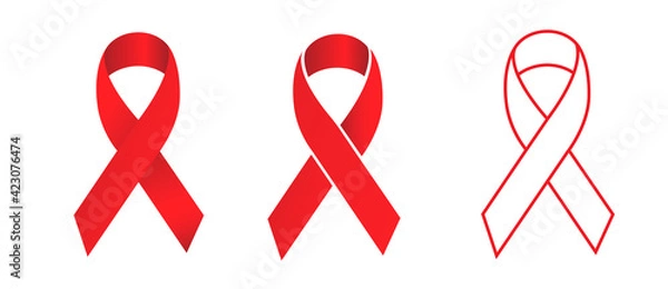 Obraz Stop AIDS illustration . Set of red vector ribbons AIDS awareness . .World Aids Day concept.