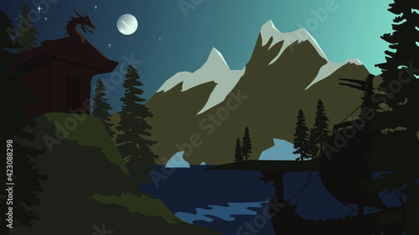 Obraz Viking settlement environment Illustration