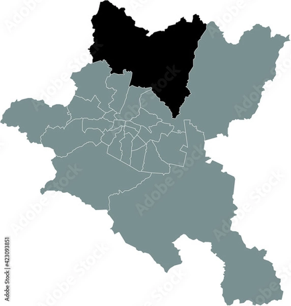 Fototapeta Black location map of the Sofian Novi Iskar district inside the Bulgarian city of Sofia, Bulgaria