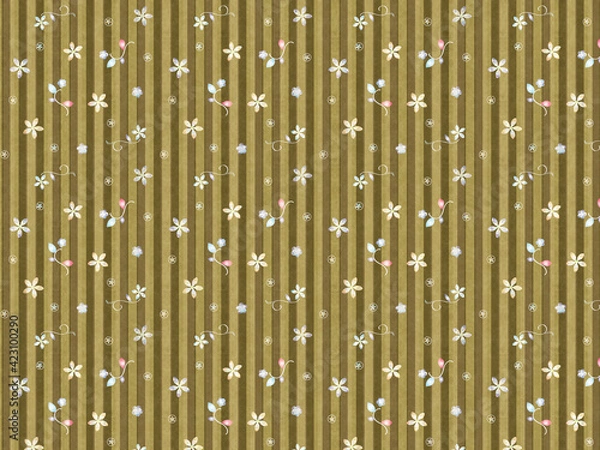 Fototapeta ストライプと花柄パターン背景素材