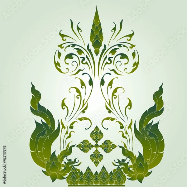 Fototapeta Vector illustration. Thai art pattern or Line Thai background wallpaper design texture.