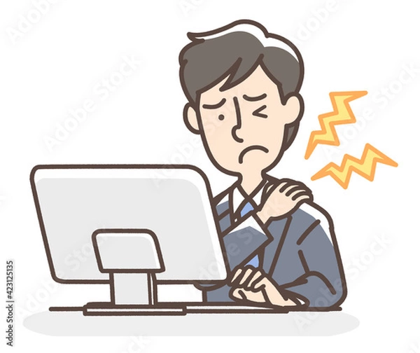 Fototapeta 肩が凝っているスーツの男性