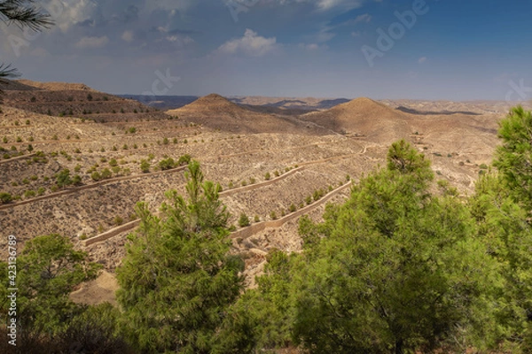 Fototapeta view from the top to the tops of the deser