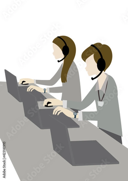 Obraz イラスト素材：コールセンター　オペレーター　クレーム対応　ベータ素材