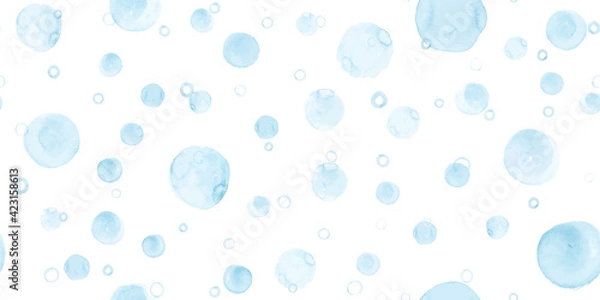 Fototapeta Vector Watercolor Rounds Pattern. Graphic Circles Wallpaper. Childish Hand Paint Spots Repeat. Blue Seamless Watercolor Rounds Pattern. Ink Polka Doodle. Children Watercolor Rounds Pattern.