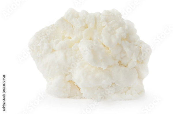 Obraz Cottage cheese isolated on white background closeup. Diary Products with high protein