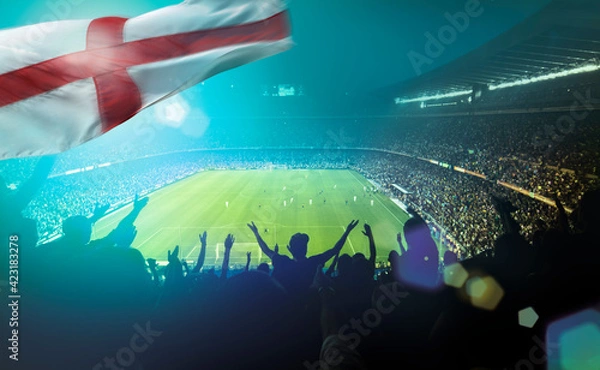 Obraz crowded football stadium with english flag