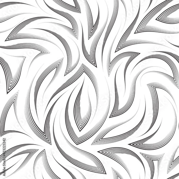 Obraz Seamless black vector pattern of angles and flowing lines.Texture of lines drawn with a pen.Elegant background.