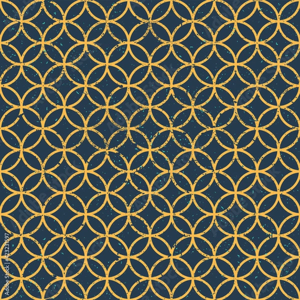 Fototapeta Vintage Yellow Seamless Pattern Textured on Dark Background