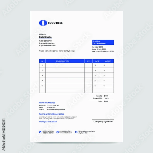 Obraz Invoice Design Template