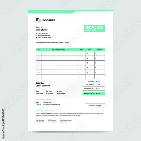 Obraz Modern Invoice Design Template