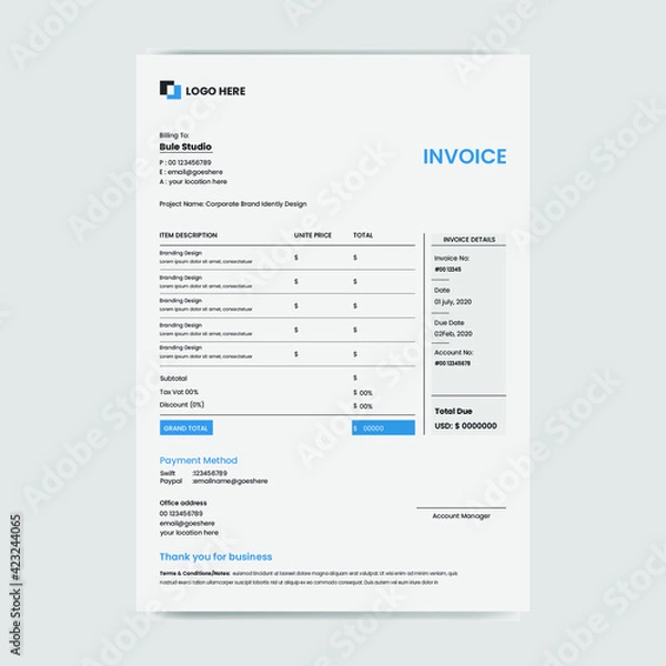 Obraz Invoice Design Template. Vector 
