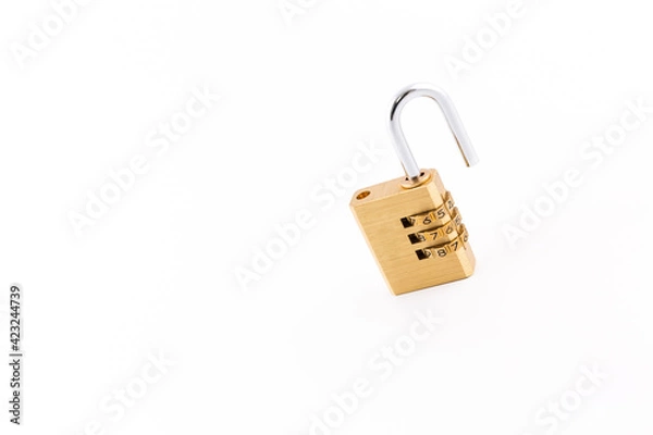 Obraz Open Combination Padlock on White Background