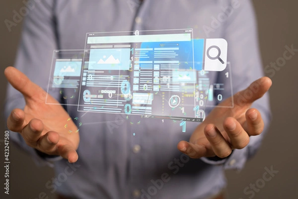 Obraz Interface web application in hand 3d