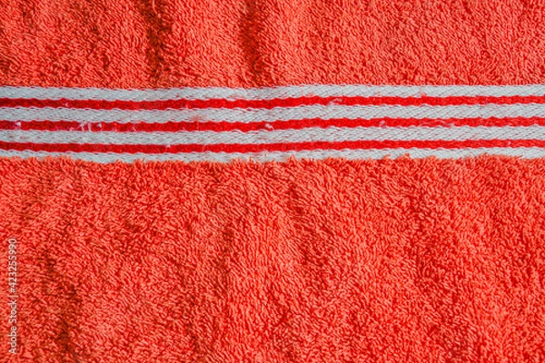 Obraz red towel with striped border patterns