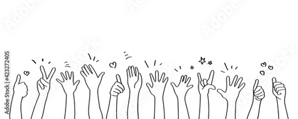 Fototapeta Applause hand drawn white background. Vector illustration