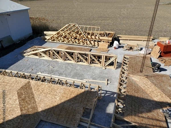 Fototapeta charpente de toit en bois
