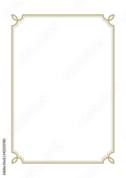 Obraz Luxury diploma frame template with gold lines. Certificate frame template. Certificate blank frame.