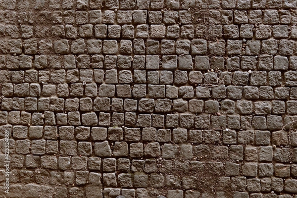 Obraz Cobblestone Pavement Aged and Rough Wide Angle