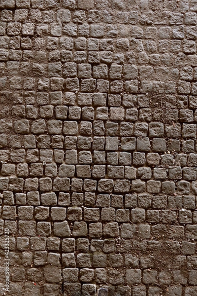Obraz Cobblestone Pavement Aged and Rough Wide Angle